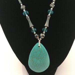 Hematite Faux Turquoise Necklace